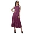 thumbnail image 2 of Moomaya Robe Longue Imprimée pour Femmes, Fente avant, Aguichant, Sans Manches, en Rayonne, Robe de Mariage, 2 of 4