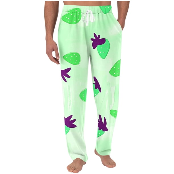 Pantalones largos para hombre con estampado de cintura elástica y bolsillo con cordón, pantalones largos de poliéster para hombre