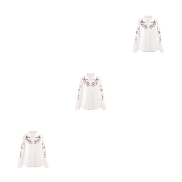 Camisa blanca a la moda Qarigey blusa de manga larga con bordado de flores S M L XL XXL 4XL 5XL