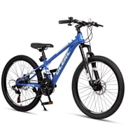 Glerc Skyline 24 Inch Kids Mountain Bike for Boys Girls 10 11 12 13 14 Years Old, 21-Speed Kid Bicycle with Front Suspension & Dual Disc Brakes & Rugged Frame, Navy Blue
