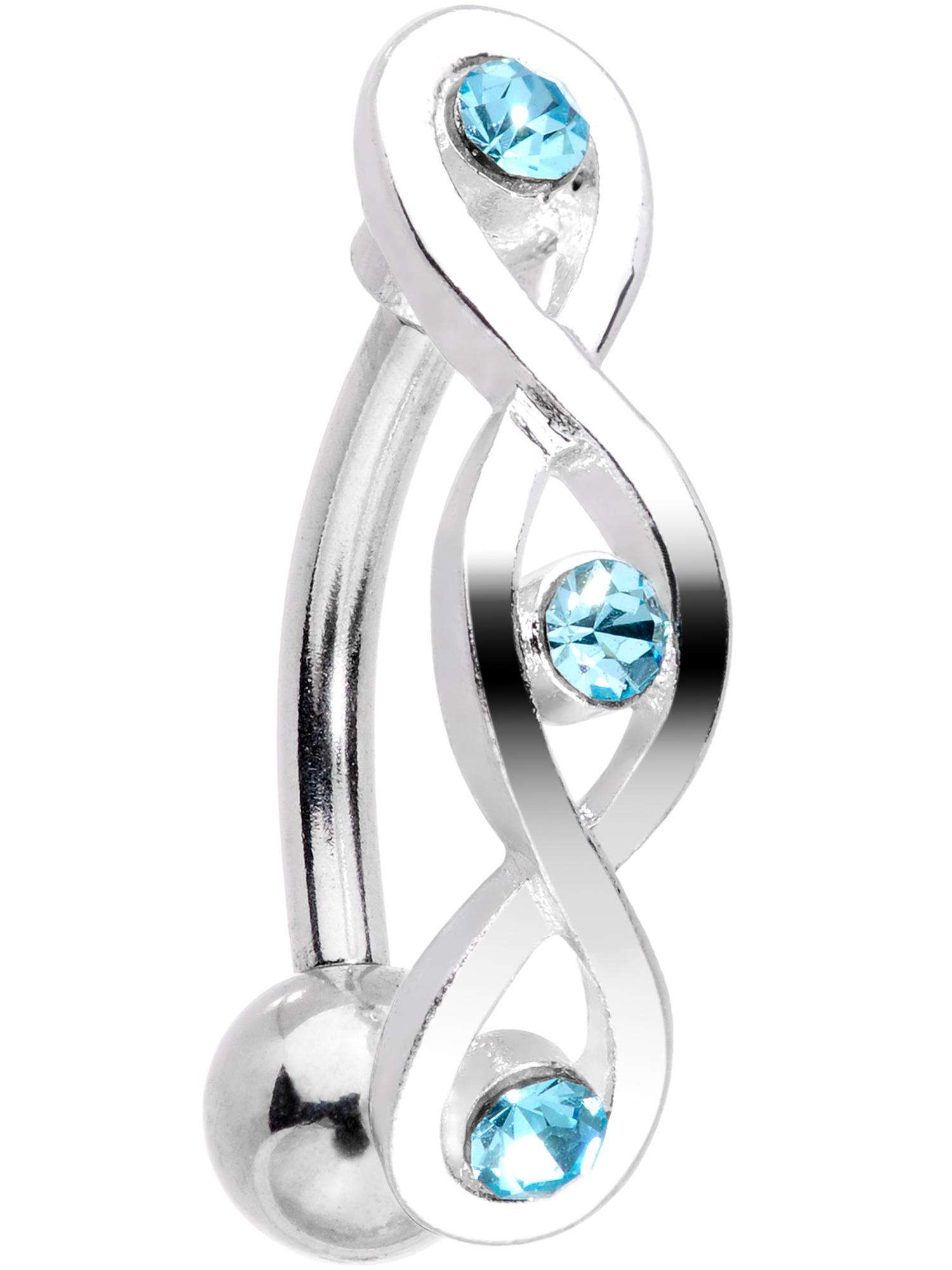 Body Candy 14G Womens 316L Steel Navel Ring Piercing Blue Accent Twist