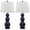 Navy, variant on SAFAVIEH Jayne 26 in. Orange Glass Table Lamp with Off-White Cotton Shade, Set of 2