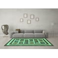 thumbnail image 3 of Ahgly Company Indoor Round Abstract Turquoise Blue Modern Area Rugs, 8' Round, 3 of 4