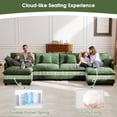 thumbnail image 4 of BedLuxury 146.5’’ U shape Modular Sectional Sofa with Movable Ottomans, Modern Chenille Deep Seat Couches for Living Room, Apartment, Office, 4-Seat, Green, 4 of 10