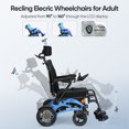 thumbnail image 3 of VERPAL Reclining Foldable Lightweight Electric Wheelchairs for Adults, Airline Approved Mobility Power Wheelchair for Seniors, 500W Motor, 400 lbs, 15 miles, Blue, 3 of 6