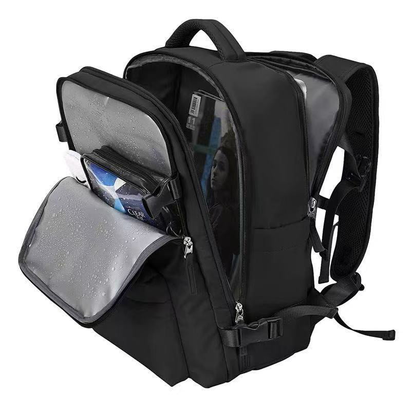 TRANSLINK Backpack with USB Charging Port, Water Resistant Work Business Laptop Backpack, Airline Approved Carry On Bag for Man and Women, Black