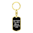 thumbnail image 4 of Girlfriend Of Best Firefighter Stainless Steel or 18k Gold Premium Swivel Dog Tag Keychain, 4 of 10