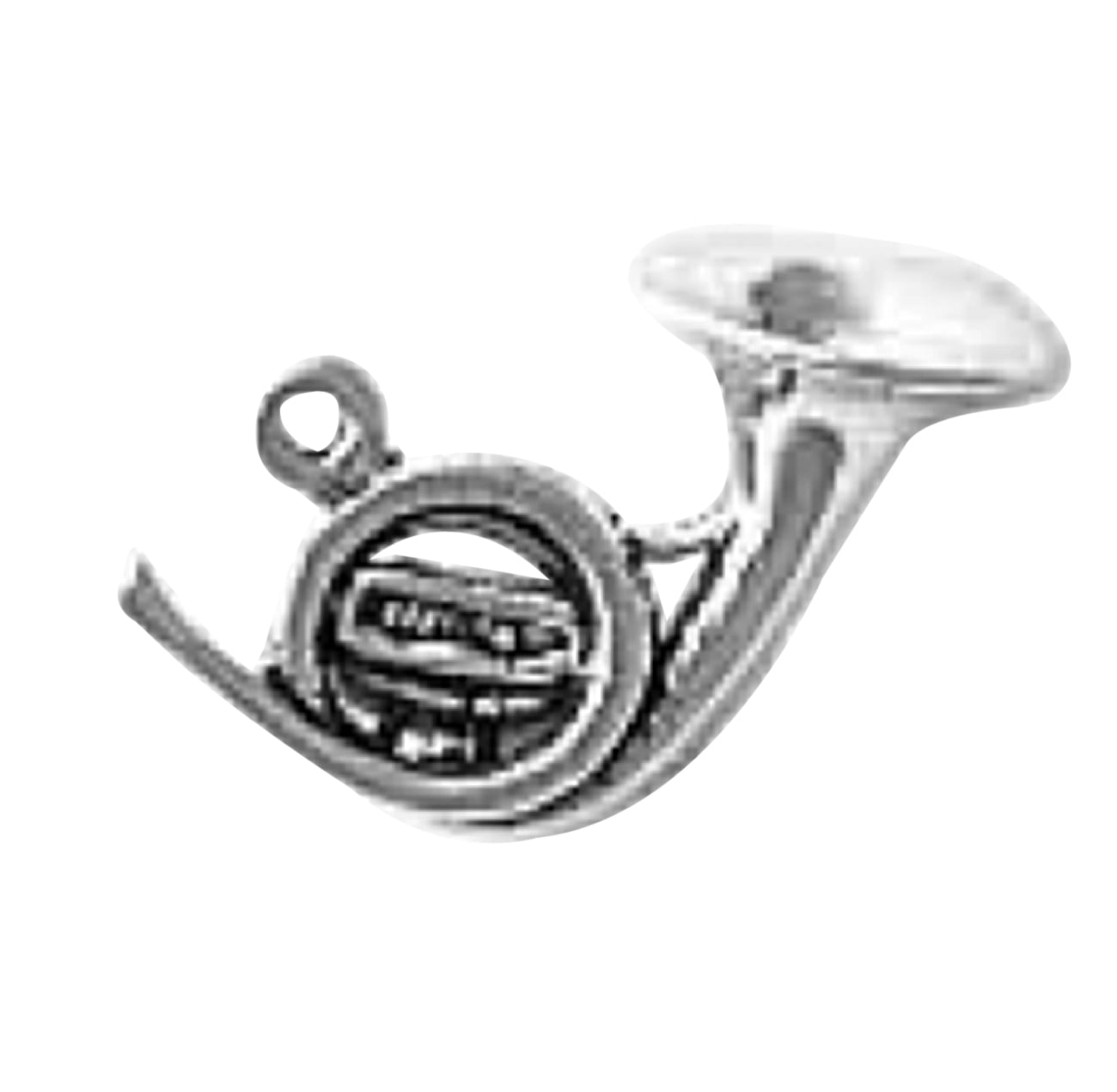 Sterling Silver Womens 1mm Box Chain 3D French Horn Musical Instrument Pendant Necklace 