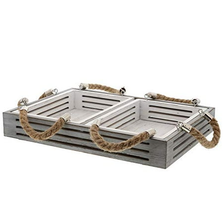 Barnyard Designs Nesting Serving Trays Rope Handles Rustic Coastal