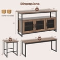thumbnail image 3 of Costway Ensemble de 4 Lots de Cuisine avec Banc et Rangement Cadre en Métal Robuste, 3 of 10