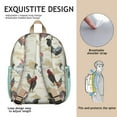 thumbnail image 5 of Colorful Chicken Pattern Student Backpack – Retro Farm Animal Design with Rooster, Hen, Eggs, Cluck, and Watercolor Floral Nature Art, 5 of 6