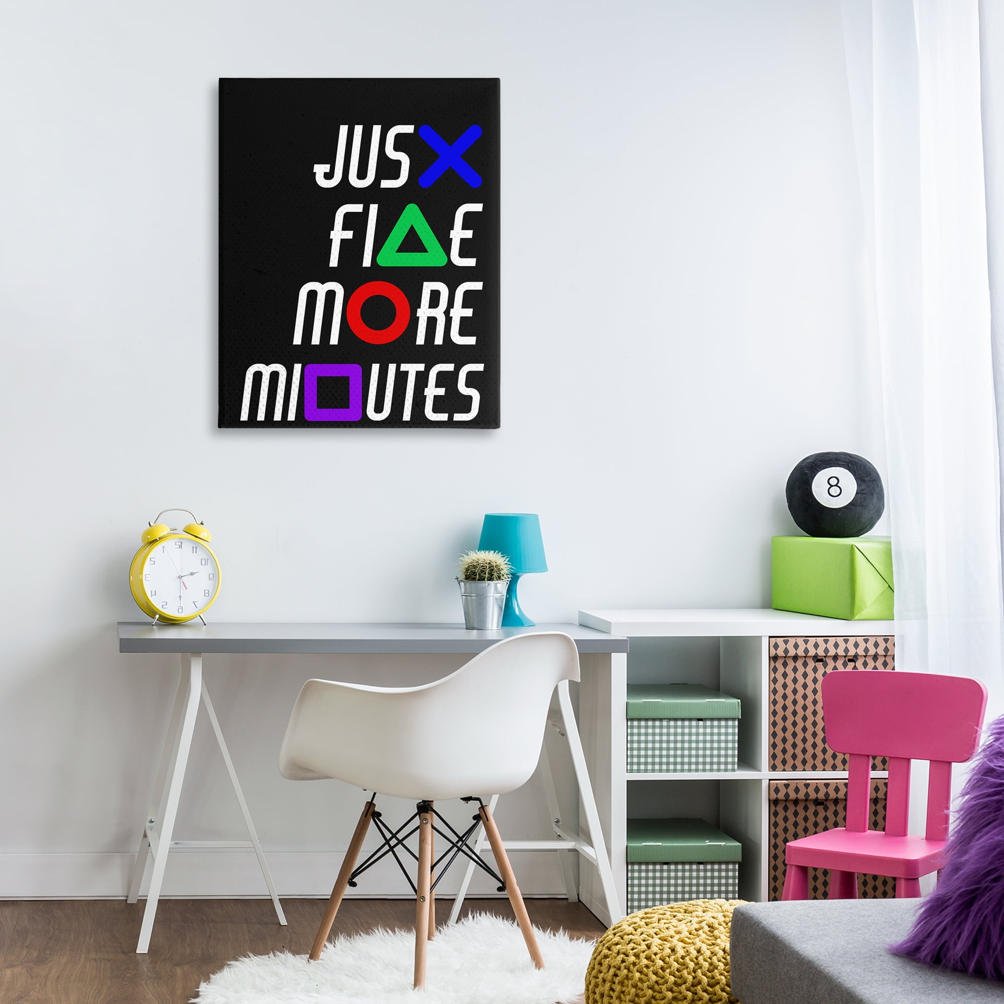 Just Five Minutes Gamer Buttons Canvas Wall Art, design by Kim Allen