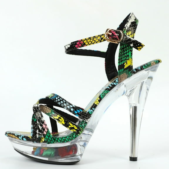 Women's 13cm Snakeskin Sexy Heel Sandals D113