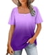 thumbnail image 2 of Camiseta informal de manga corta con cuello cuadrado y estampado para mujer Fridja  bn3187, 2 of 5