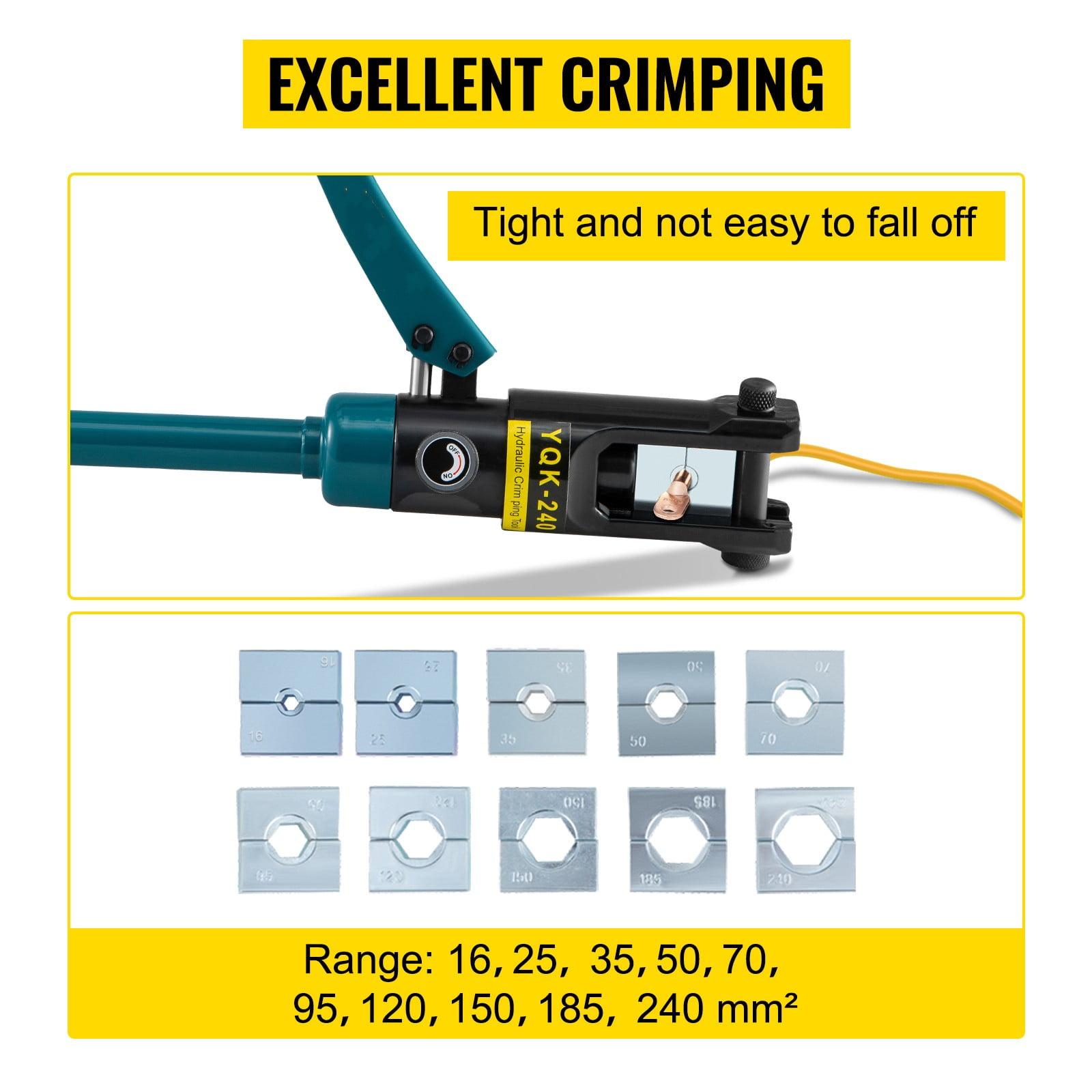 BENTISM 12 Ton Hydraulic Wire Terminal Crimper Battery Cable Lug Crimping Tool w/Dies