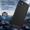 thumbnail image 6 of Heavy Duty Phone Case Designed for Apple iPhone SE,8,7 Case with 1Pc Tempered Glass Screen Protector, Shockproof Dropproof Anti-Scratch Phone Case Cover for Apple iPhone SE,8,7,Black, 6 of 6