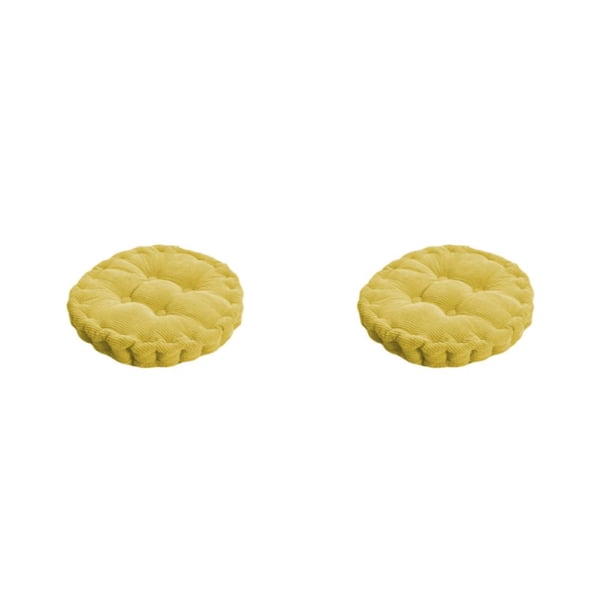 Bewildely Almohadillas redondas de pana para silla, cojín suave antideslizante para sillas de comedor, alfombrilla para dormir, alfombrilla para Amarillo 2Conjunto