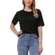 thumbnail image 1 of INSPIRAR CHIC Blusa Casual de Manga Corta con Cuello de Cowl para Mujeres S Negra, 1 of 1