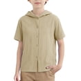 thumbnail image 1 of Camiseta de manga corta con capucha informal de color liso para niños de 3 a 13 años, 1 of 8