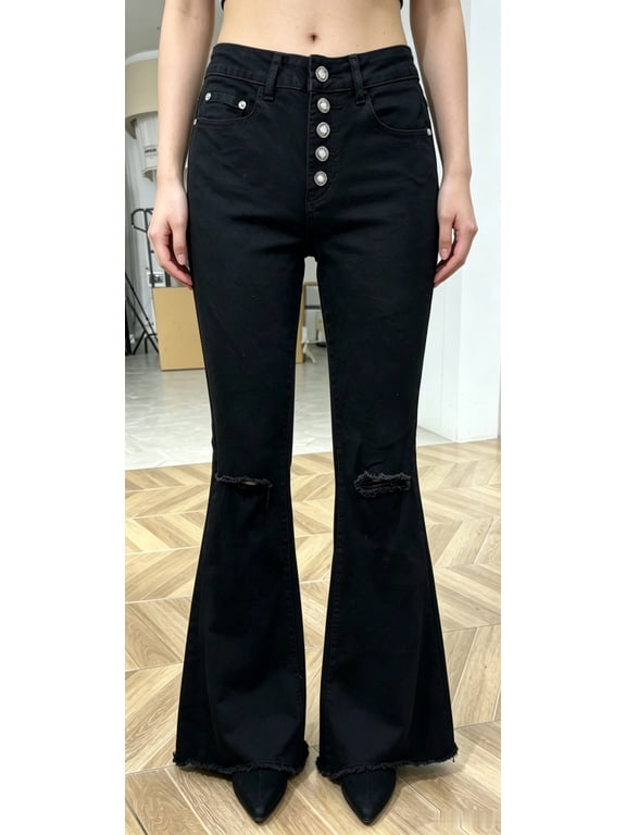 Women's Floral Embroidery Ripped Denim Jeans Light Wash Loose Tapered Pants with Frayed Beaded Details for Bohemian Outings Music Festivals Casual Brunches Beach Vacations and Retro Styling