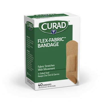 CURAD Flex-Fabric Adhesive Bandages, 3/4" x 2-1/2", Superior Wound Care, 40 Count, 1 Box