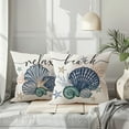thumbnail image 3 of Gosuguu Coastal Decor Summer Ocean Scallop Print Throw Pillowcase, 3 of 5