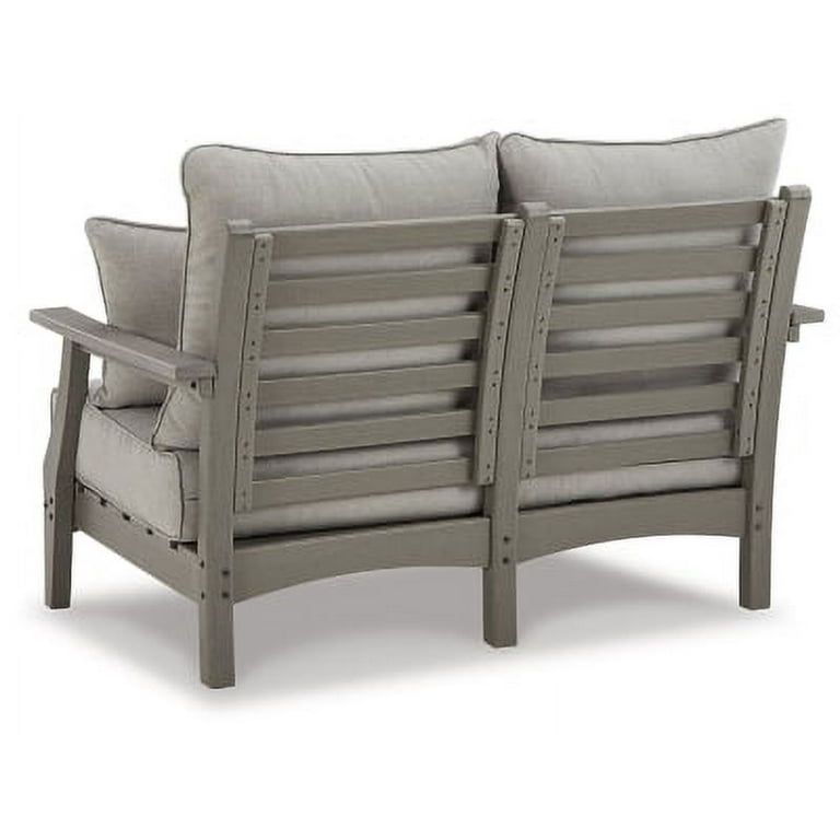Signature Design by Ashley Contemporary Visola Outdoor Loveseat with Cushion Gray