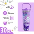 thumbnail image 3 of 30 Oz Mermaid Tumbler with Top Handle and Flip Straw, Lavender Fish Scale Stainless Steel Travel Cups Birthday Mermaid Lover Gifts for Women Girls (1PC), 3 of 6