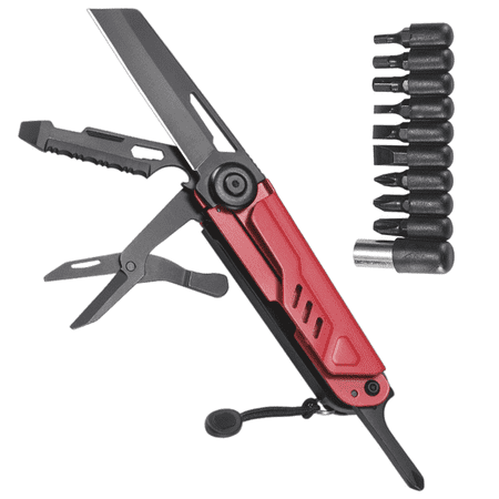 FTCBJJA 12-in-1 Multitool Pocket Knife Set with Pliers & Sheath Folding EDC Multi Tool for Camping Hiking Home Repair Perfect Father s Day Gift for Men Women Red