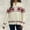 White, variant on Aobny White 2024 Womans Sweaters Fair Isle Long Sleeve Crew Neck Button Up Graphic Cardigan Ladies Sweaters Trendy