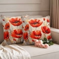 thumbnail image 4 of 2 Pack Outdoor Waterproof Throw Pillow Covers,Red Poppy Flower Watercolor Decorative Square Patio Pillowcases for Chair Couch Sofa 16x16in, 4 of 9