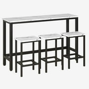 Counter Height Dining Set, 4-piece Rustic Wood Kitchen Dining Table Set with 3 Stools, Creative Bar Table, Dining Room Table Set for Bistro Bar Restaurant, JA3448