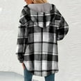 thumbnail image 6 of Gnurob Women Jacket Fleece Fuzzy Shacket Flannel Plaid Coats Button down Outerwear Color Block Jackets Cozy Hooded Tops Fashion Fall Winter 2024 OutfitsClearance Saving,A06-Black,Medium, 6 of 8