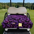 thumbnail image 3 of COEQINE Golf Cart Seat Cover with Carry Handle for Storage, Fits for EZGO Yamaha Club Car (51.2x30.3 Inches), with Quilted Padding & 4 Storage Pockets, Halloween Decor, Purple Bat Print, 3 of 8