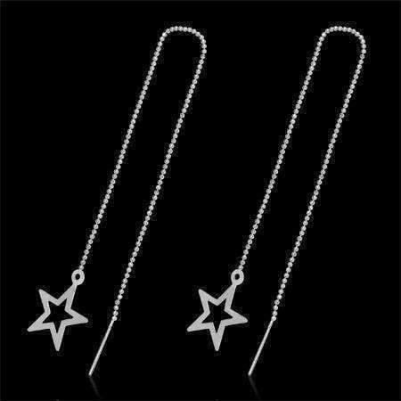 Feshionn Iobi Clearance Edgy Bold Star Outline Silver Thread Clearance Edgy Bold Star Outline Silver Thread Earrings