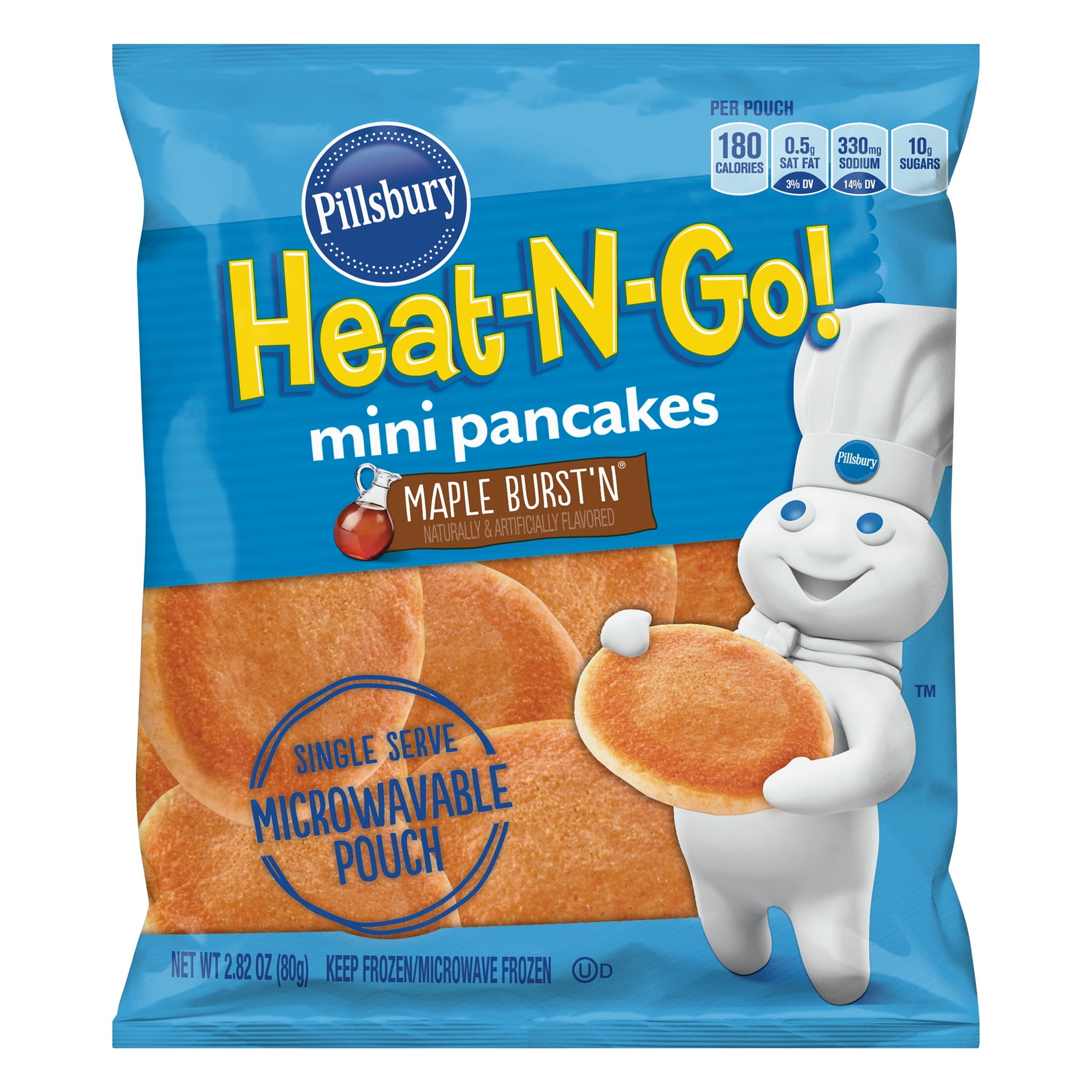 Pillsbury HeatNGo Mini Pancakes, Maple Burst'n, 2.82 oz. Bag