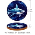 thumbnail image 3 of Shark 6pcs Round Microfiber Leather Coasters, 11x11 cm/4.3x4.3 in - Premium Table Drink Coasters Set for Home and Office, 3 of 6
