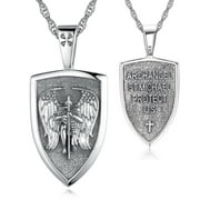 Eusense St Michael Necklace for Men Women Saint Michael Archangel Pendant 925 Sterling Silver Protect Shield Angel Guardian Amulet Jewelry