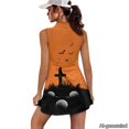 thumbnail image 2 of Yuyamidu Funny Skeleton Womens Tennis Dress with Built in Shorts Orange Halloween 1/4 Zip Collar Short Dress with Pockets Athletic Sleeveless Golf Outfits for Women, 2 of 8