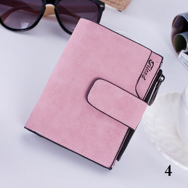 ITFABS Women's Short Leather Wallet Matte Surface Hasp Simple Bifold Small Handbag