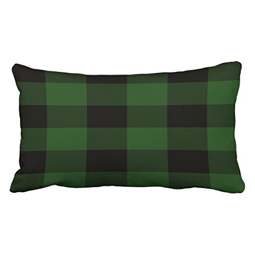 WinHome Decorative Rustic Green And Black Buffalo Check Plaid Pillow