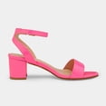thumbnail image 3 of Sandalias de tacón ancho con punta abierta en neón rosa para mujer DREAM PAIRS, 3 of 6