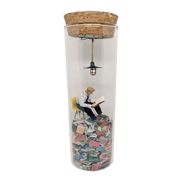 Tubo de ensayo Diorama, tubo de ensayo abstracto, estatuilla artística, regalo para amantes de los libros, adorno de tubo de ensayo creativo para mayimx Figura de tubo de ensayo