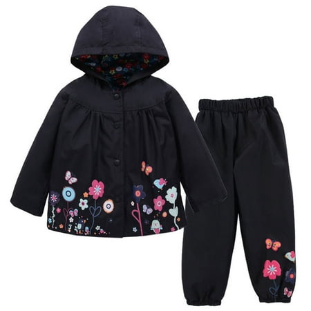 

EHTMSAK Toddler Baby Children Girl Long Sleeve Outfits Clothing Set Pullover Jacket and Floral Pants Set Black 2Y-6Y 130