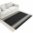 thumbnail image 4 of Black Striped Washable Area Rug 3'x5', Farmhouse Black White Stripes Woven Cotton Tassels Kitchen Rugs, Non Slip Indoor Door Mat Throw Carpet for Entryway Living Room Nursery Laundry Room, 4 of 9