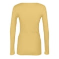 thumbnail image 5 of Fshiont Womens Long Sleeve Stretch Crewneck Ribbed T-Shirt Fitted Casual Basic Tops Yellow S, 5 of 5