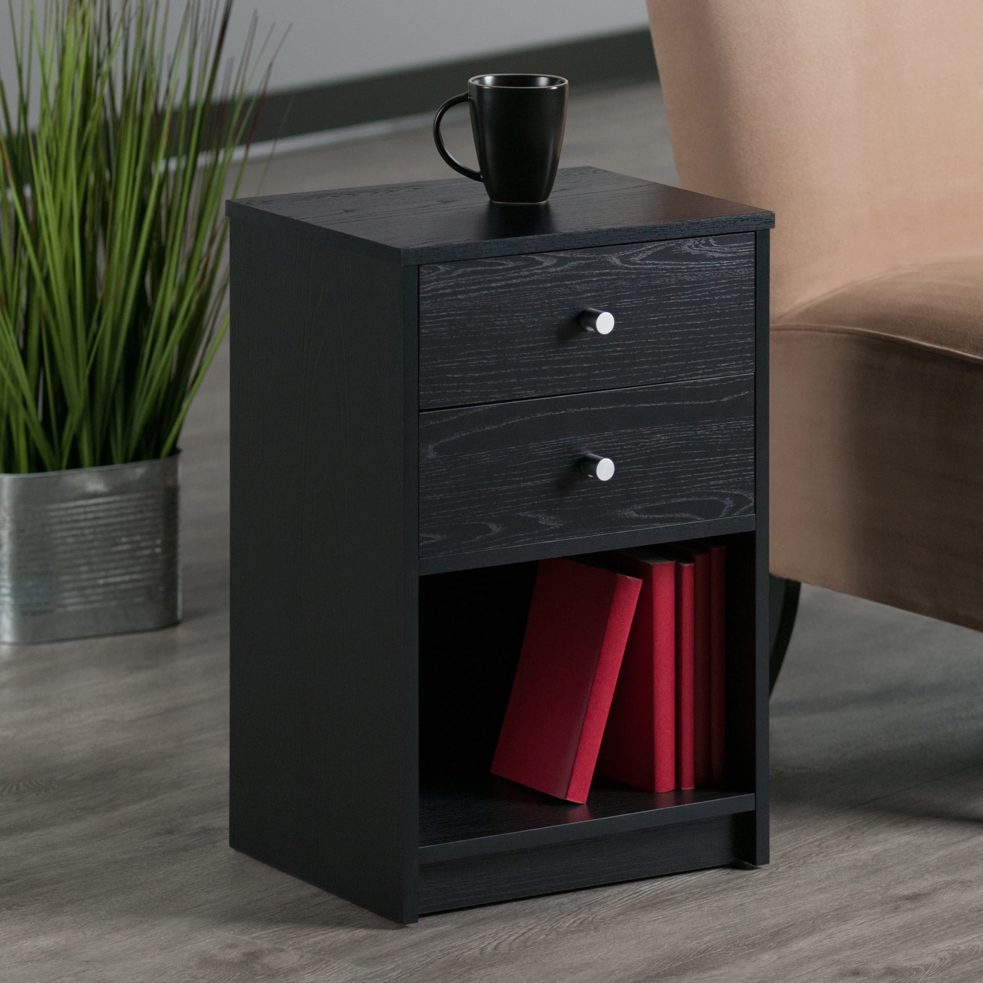 Winsome Ava 2 - Drawer Accent Table, Nightstand, Black Finish