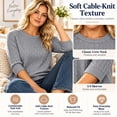 thumbnail image 5 of Women's 3/4 Sleeve Cable Knit Sweater,Crew Neck Lightweight Pullover Casual Soft Knitted Top for Fall Winter Daily Wear, 5 of 6
