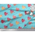 thumbnail image 2 of Soimoi Blue Cotton Voile Fabric Stripe,Arrow & Heart Printed Craft Fabric by the Yard 42 Inch Wide, 2 of 3