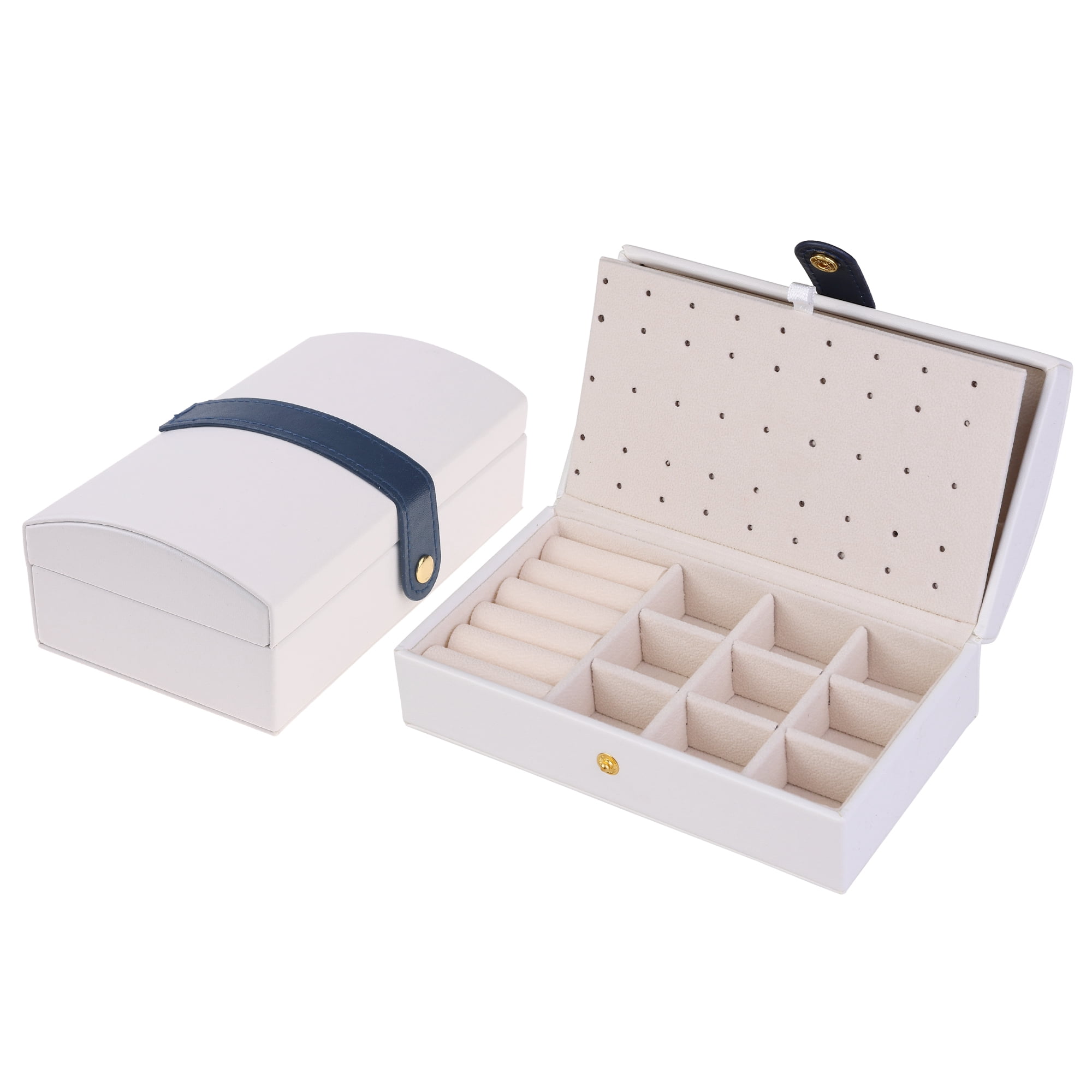 Unique Bargains Jewelry Box Small Portable PU Leather Jewelry Organizer Case Storage White